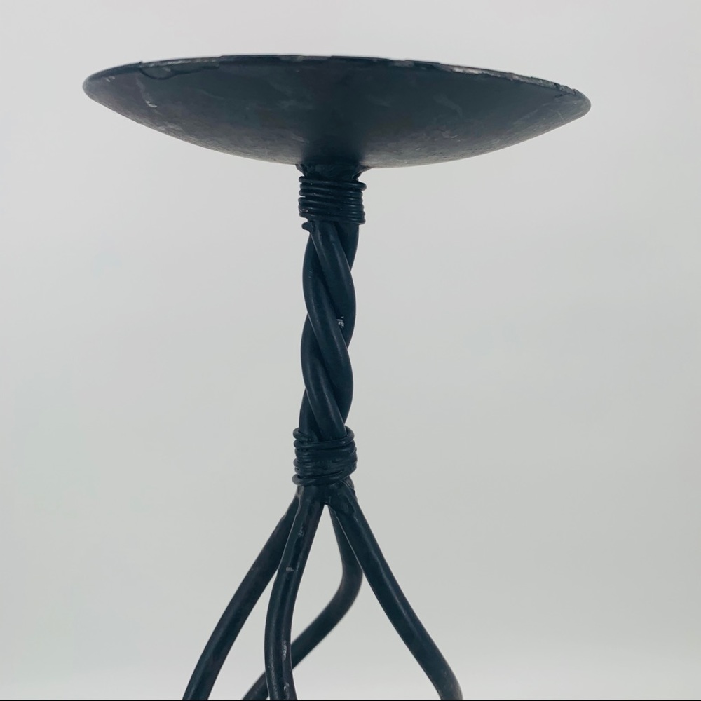 22” Rustic Wrought Iron Candlestick - Picture 7 of 8